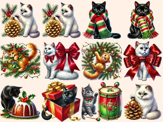 Vánoční kočky (P4) Klipart
