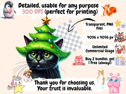 Christmas Cats (P5) Clipart Cat Clipart - Wonders Artist