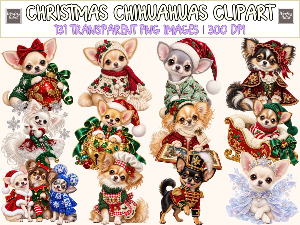 Christmas Chihuahuas Clipart — 00_cover.png