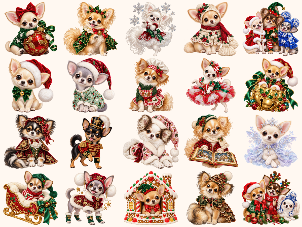 Christmas Chihuahuas Clipart — 01_grid.png