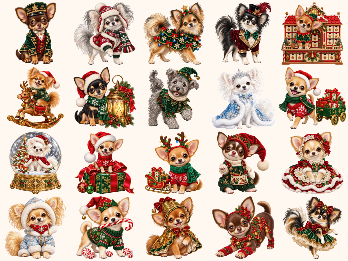 Christmas Chihuahuas Clipart — 02_grid.png