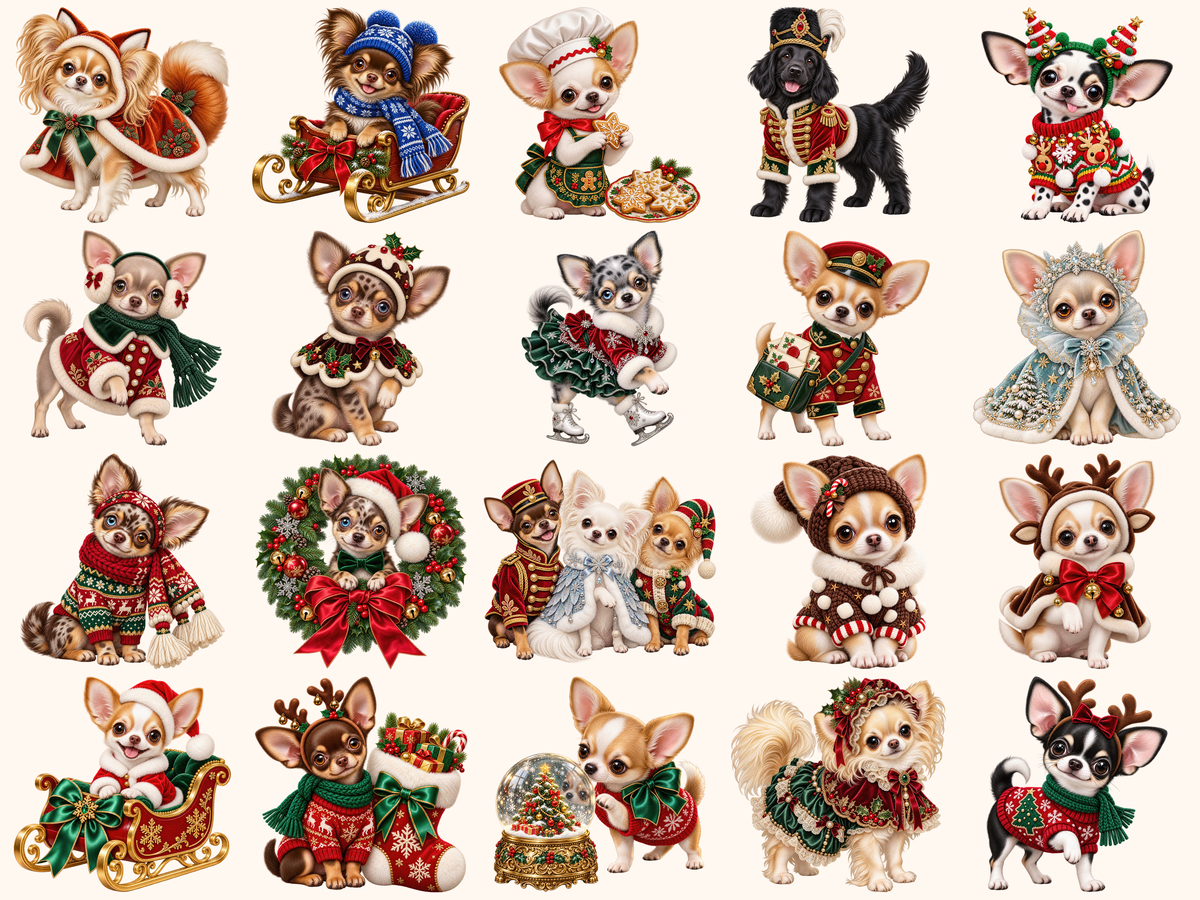 Christmas Chihuahuas Clipart — 03_grid.png