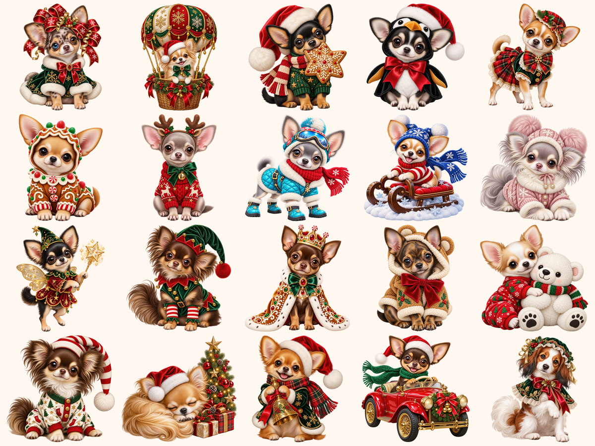 Christmas Chihuahuas Clipart — 06_grid.png