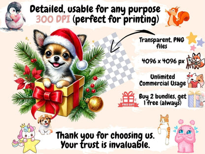 Christmas Chihuahuas (P2) Clipart Chihuahua Clipart - Wonders Artist