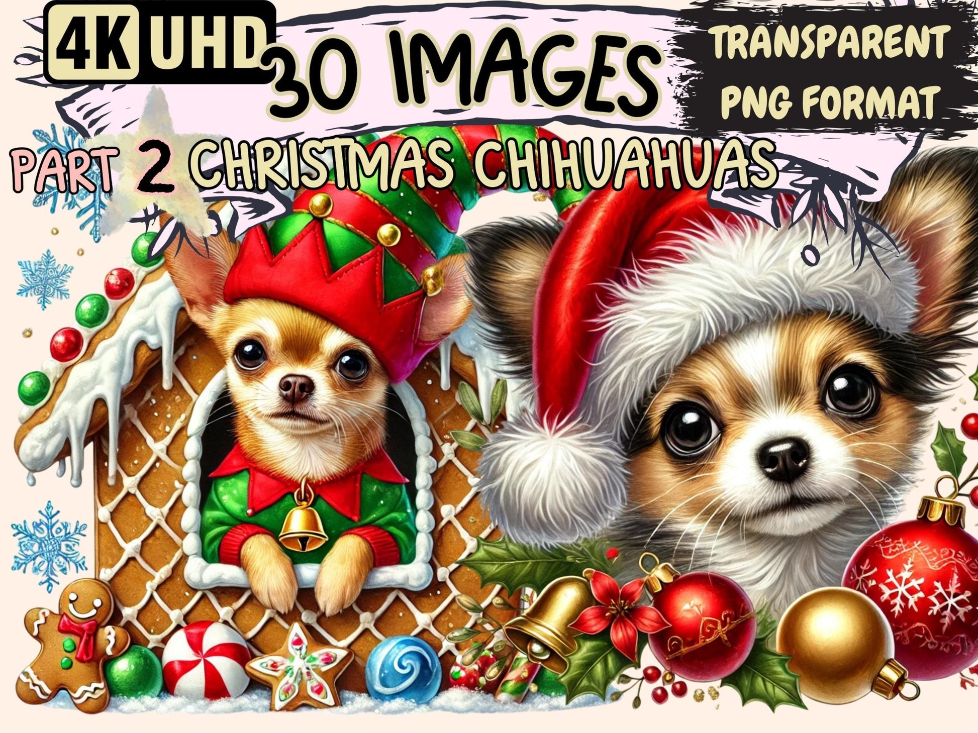 Christmas Chihuahuas (P2) Clipart - High - Quality Instant Digital Download for Creative Projects