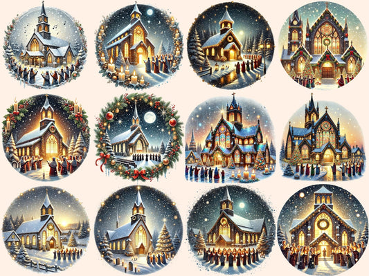 Christmas Churches & Carols Clipart