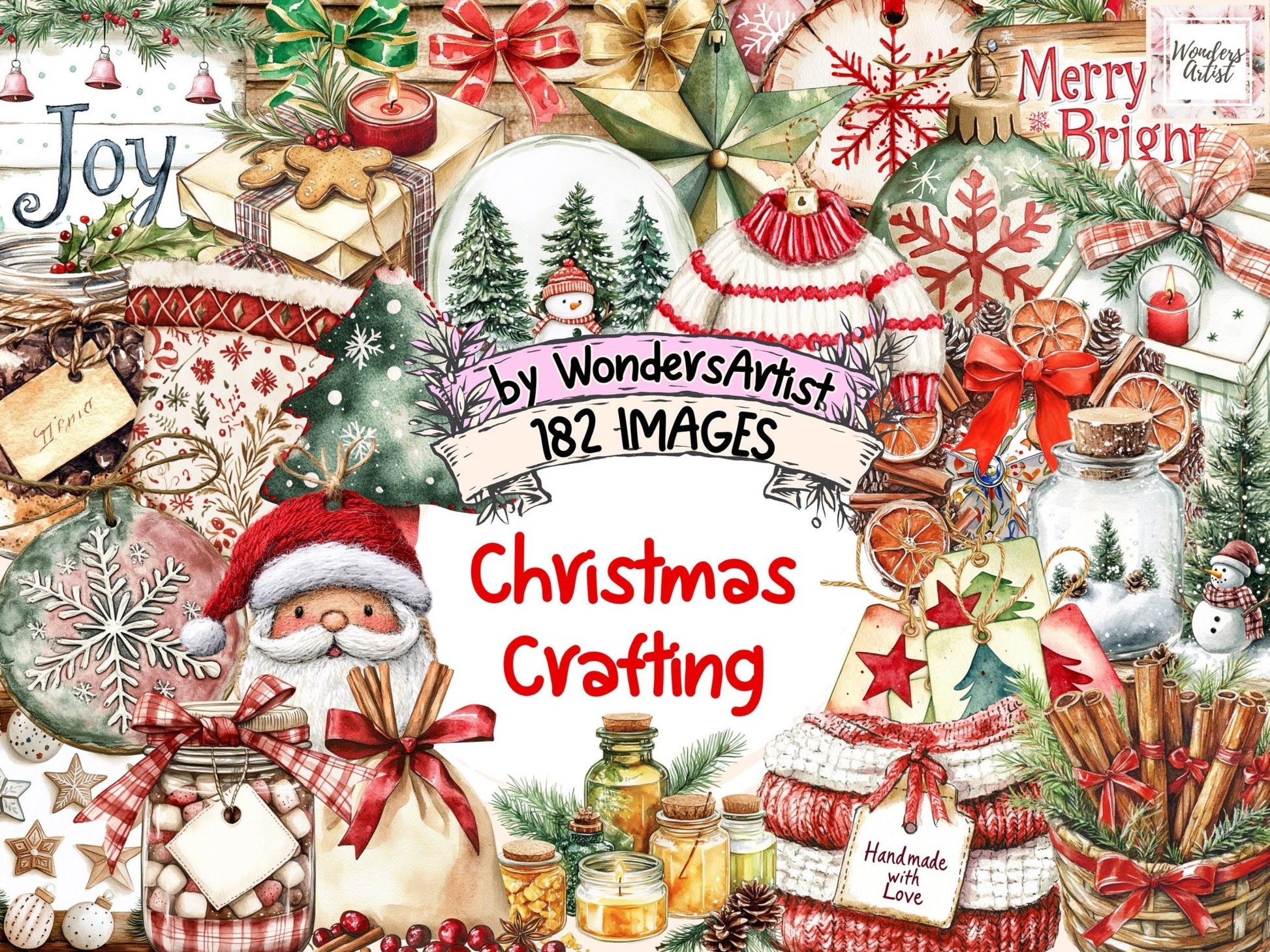 Christmas Crafting Watercolor Clipart Bundle - High - Quality Instant Digital Download for Creative Projects