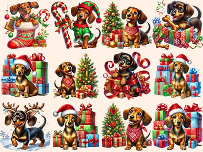 Christmas Dachshunds Clipart Christmas Dachshunds - Wonders Artist
