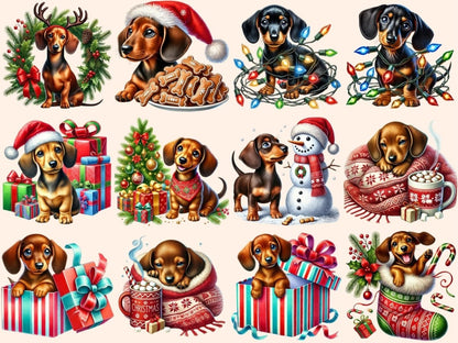 Christmas Dachshunds (P2) Clipart Christmas Dachshunds - Wonders Artist