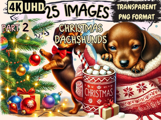 Christmas Dachshunds (P2) Clipart Christmas Dachshunds - Wonders Artist