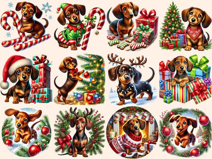Christmas Dachshunds (P2) Clipart Christmas Dachshunds - Wonders Artist