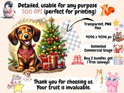 Christmas Dachshunds (P2) Clipart Christmas Dachshunds - Wonders Artist