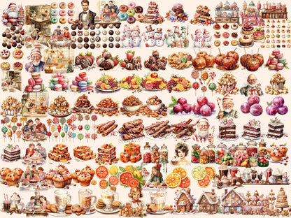 Christmas Desserts Watercolor Clipart christmas bakery png - Wonders Artist
