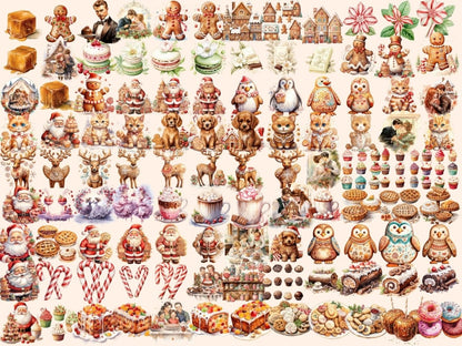 Christmas Desserts Watercolor Clipart christmas bakery png - Wonders Artist