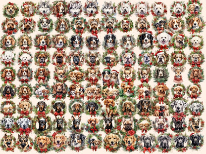 Christmas Dog Wreaths Watercolor Clipart christmas dog png - Wonders Artist