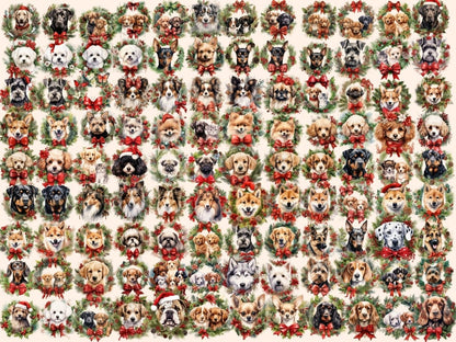 Christmas Dog Wreaths Watercolor Clipart christmas dog png - Wonders Artist