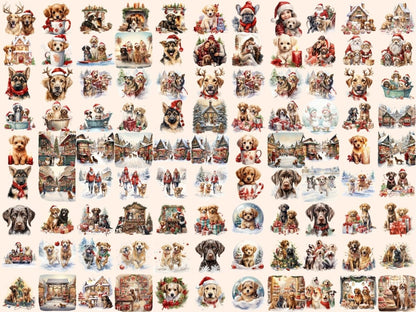 Christmas Dogs Watercolor Clipart christmas clipart - Wonders Artist