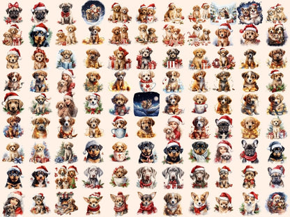 Christmas Dogs Watercolor Clipart christmas clipart - Wonders Artist