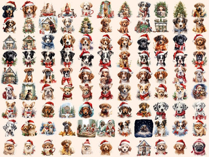 Christmas Dogs Watercolor Clipart christmas clipart - Wonders Artist