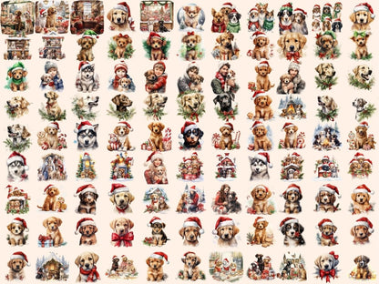 Christmas Dogs Watercolor Clipart christmas clipart - Wonders Artist