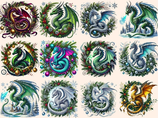 Vánoční draci clipart