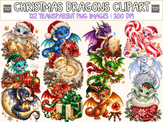 Christmas Dragons Clipart — 00_cover.png