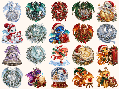 Christmas Dragons Clipart — 01_grid.png