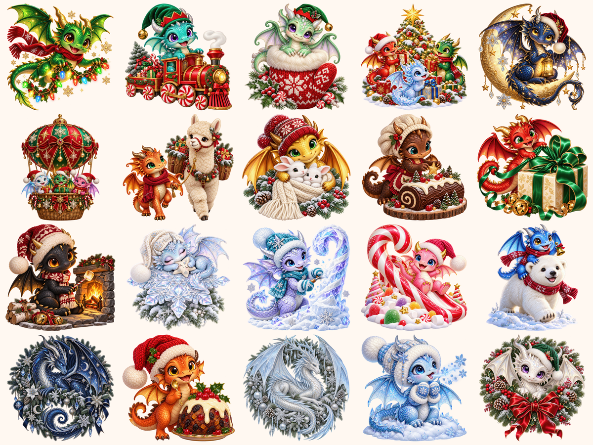 Christmas Dragons Clipart — 02_grid.png