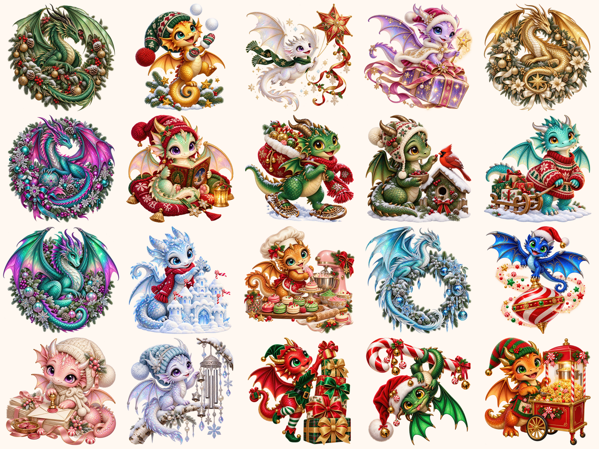 Christmas Dragons Clipart — 03_grid.png