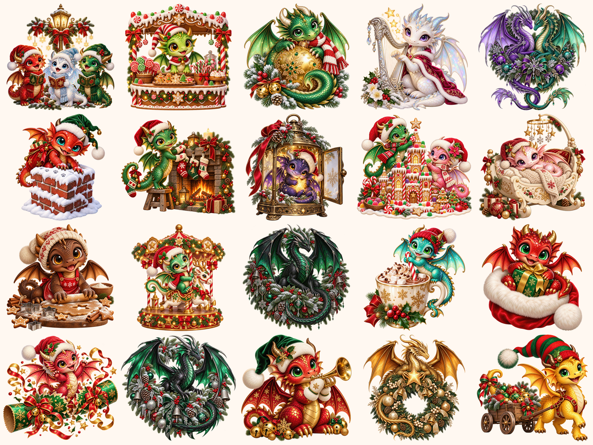 Christmas Dragons Clipart — 05_grid.png