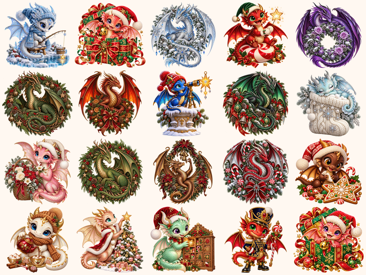 Christmas Dragons Clipart — 06_grid.png