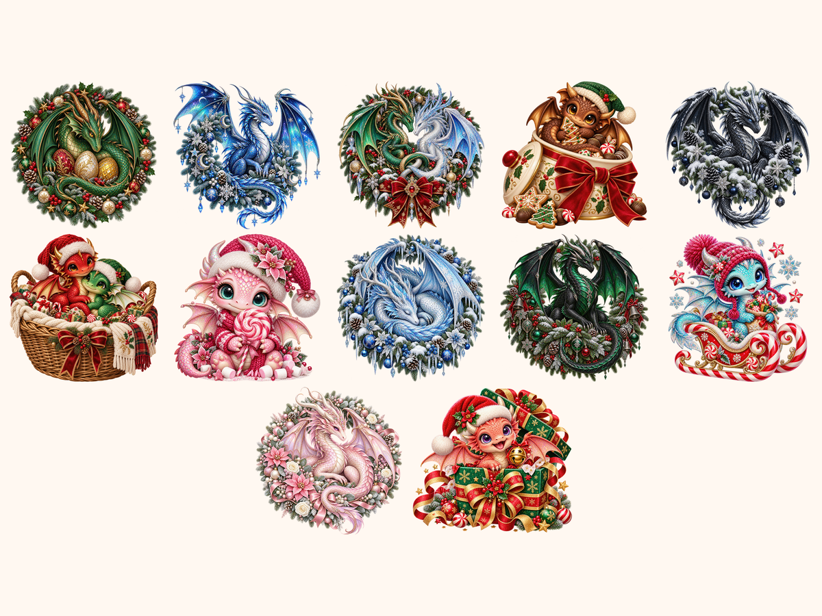 Christmas Dragons Clipart — 07_grid.png