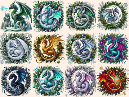 Christmas Dragons (P2) Clipart Christmas Dragons - Wonders Artist