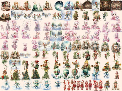 Christmas Elves Watercolor Clipart christmas clipart - Wonders Artist