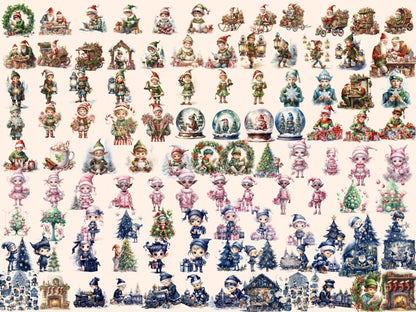 Christmas Elves Watercolor Clipart christmas clipart - Wonders Artist