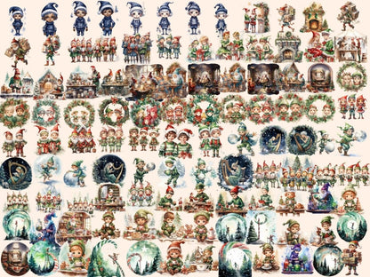 Christmas Elves Watercolor Clipart christmas clipart - Wonders Artist