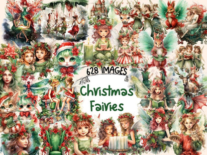 Christmas Fairies Watercolor Clipart christmas clipart - Wonders Artist