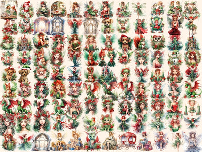 Christmas Fairies Watercolor Clipart christmas clipart - Wonders Artist