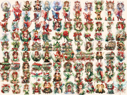Christmas Fairies Watercolor Clipart christmas clipart - Wonders Artist