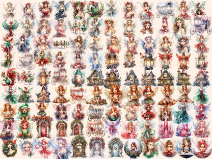 Christmas Fairies Watercolor Clipart christmas clipart - Wonders Artist