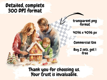 Christmas Family Watercolor Clipart christmas clipart - Wonders Artist