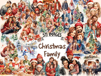 Christmas Family Watercolor Clipart christmas clipart - Wonders Artist