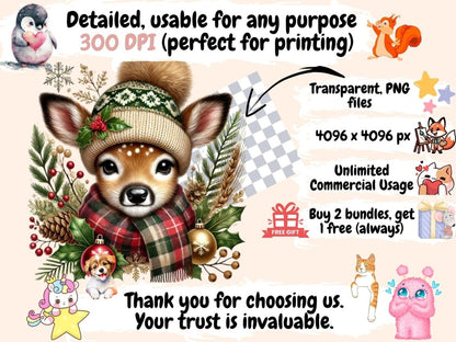 Christmas Fawn Clipart chistmas reindeer - Wonders Artist