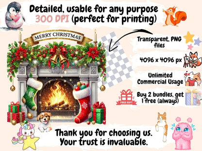 Christmas Fireplaces Clipart Christmas Decor - Wonders Artist