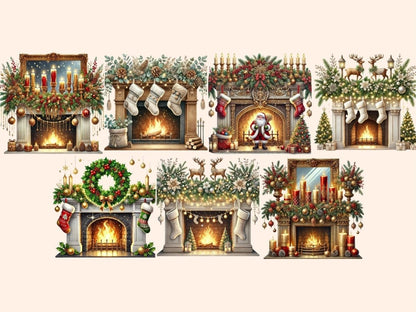Christmas Fireplaces (P2) Clipart Christmas Decor - Wonders Artist