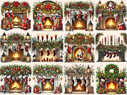 Christmas Fireplaces (P2) Clipart Christmas Decor - Wonders Artist