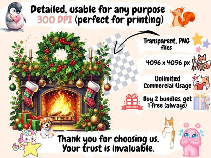 Christmas Fireplaces (P2) Clipart Christmas Decor - Wonders Artist