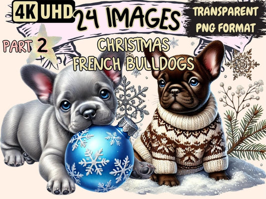 Christmas French Bulldogs (P2) Clipart christmas bulldogs - Wonders Artist