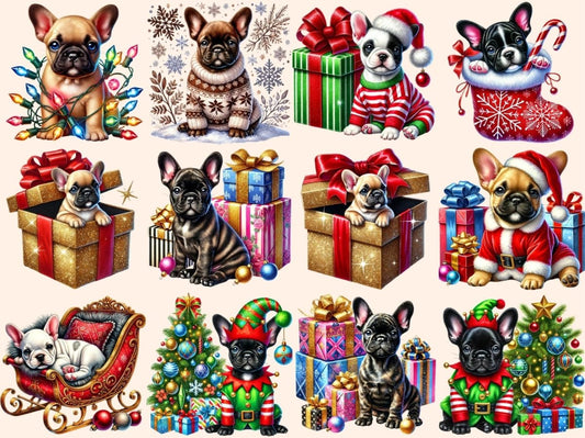 Vánoční francouzští buldoci (P2) Clipart