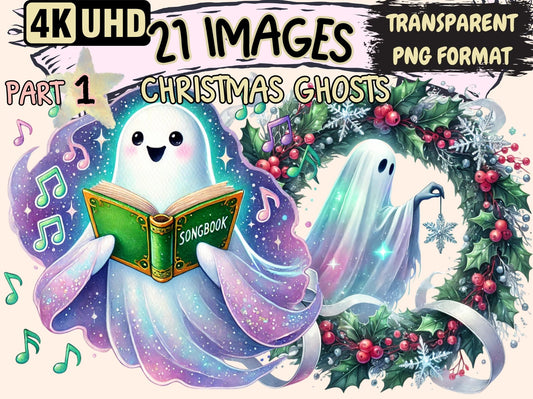 Christmas Ghosts Clipart - High - Quality Instant Digital Download for Creative Projects